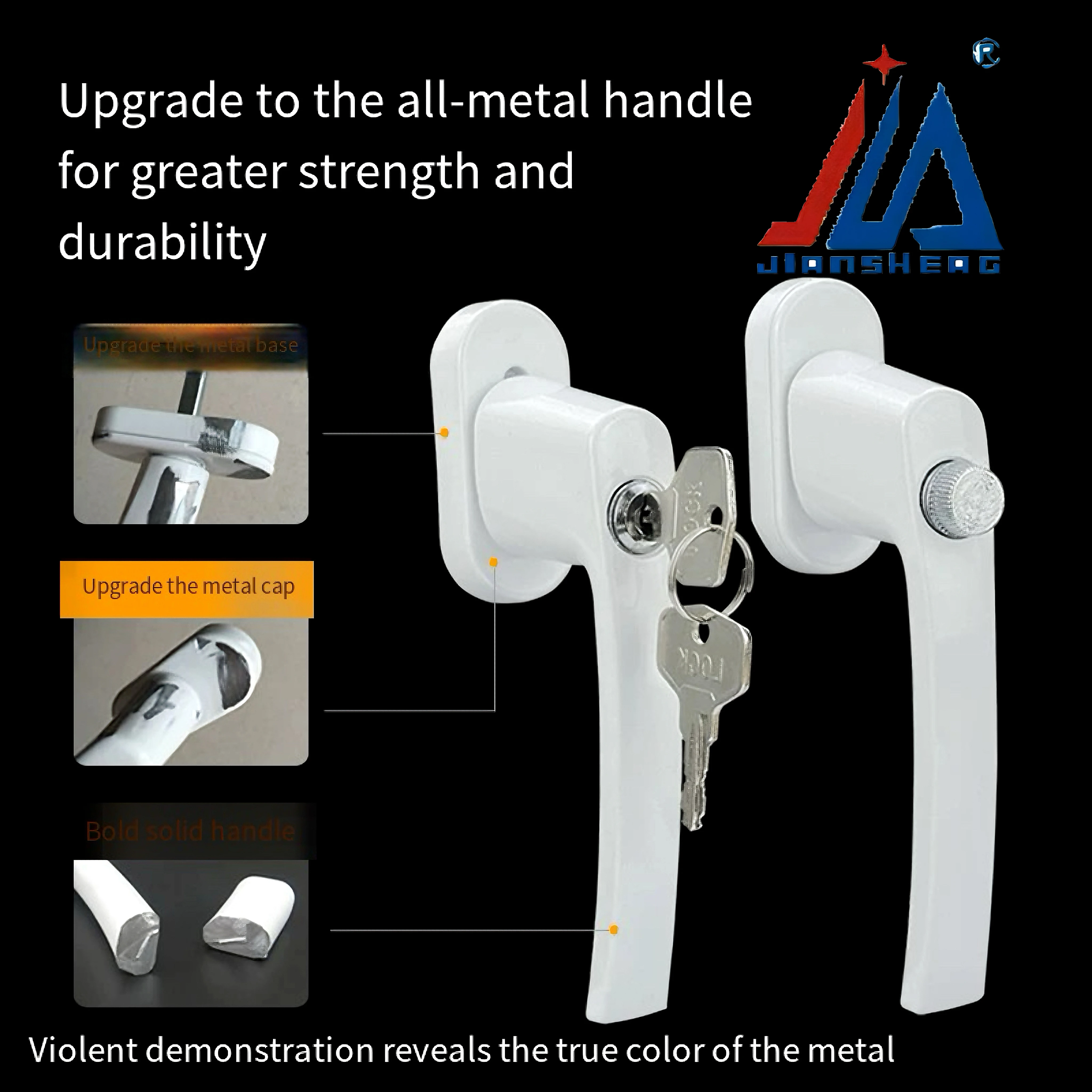 مقبض باب ونافذة من الألومنيوم قابل للقفل - مقبض أمان مزدوج الجوانب مع قفل أسطواني، جودة ممتازة