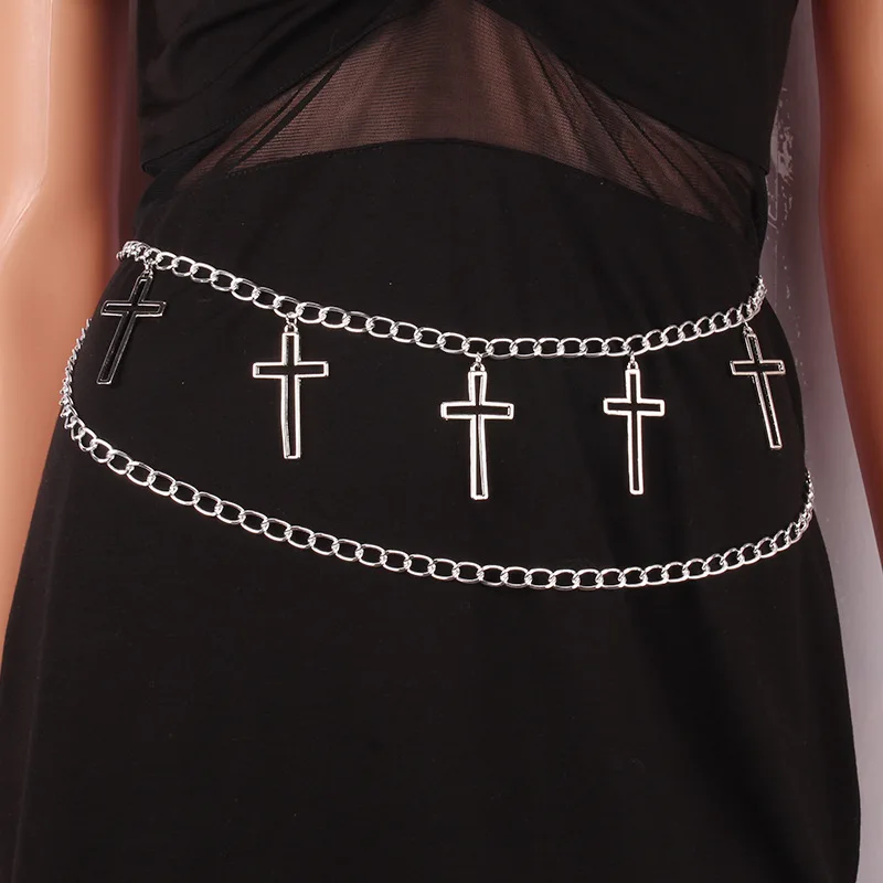 

Trendy brand rock punk hip-hop cross body chain with skirt shorts pants chain