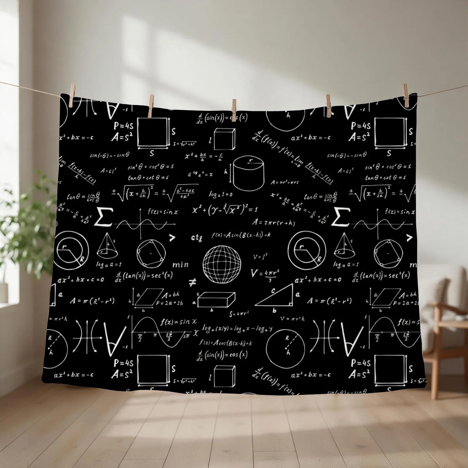 Math Formulas Throw Blanket couch cozy soft plush fuzzy picnic outdoor blanket