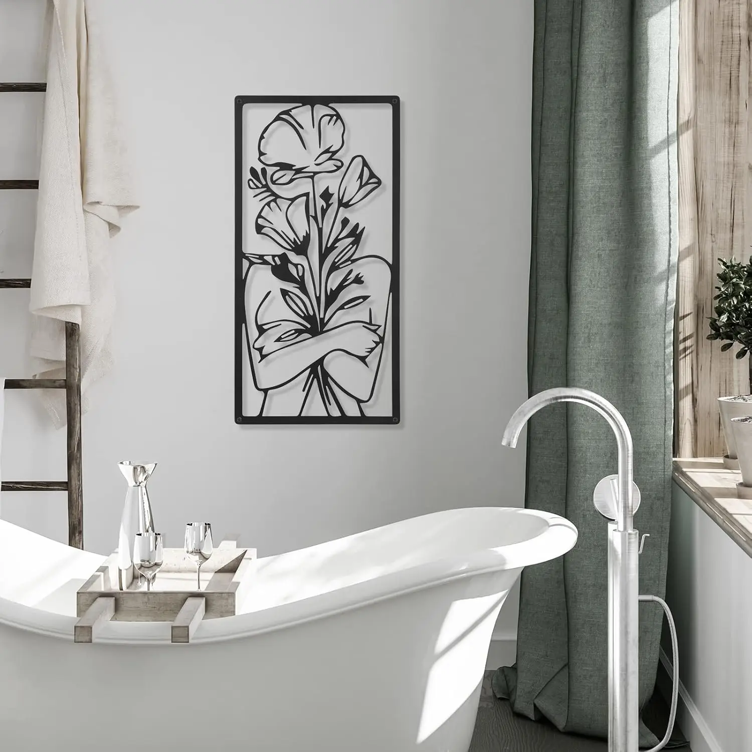 4 ชิ้นโลหะตกแต่งผนัง Minimalist บทคัดย่อผู้หญิง Wall Art Line วาดเส้นโลหะ art แขวนตกแต่งบ้าน