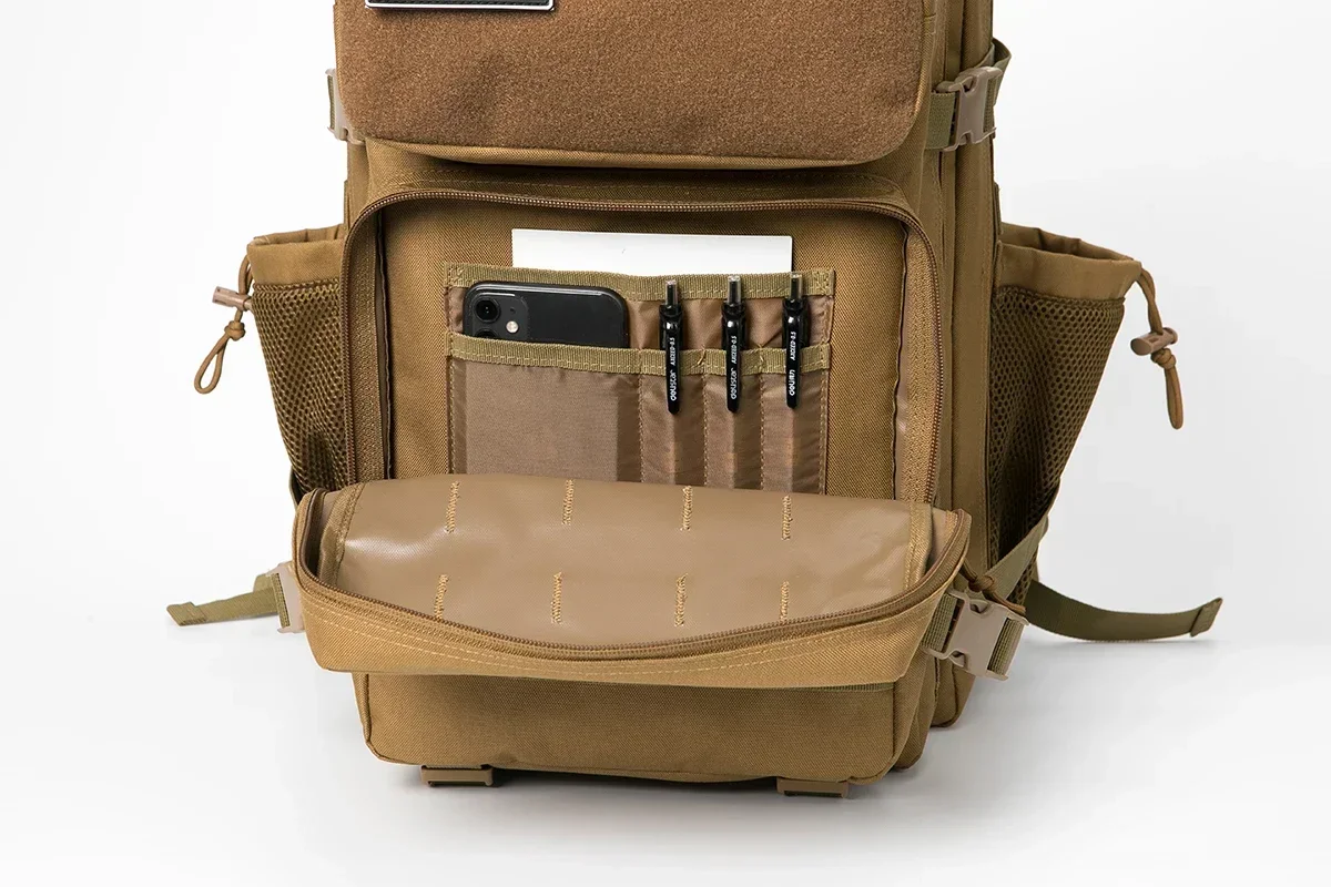 45L Large Capacity Tactical Gym Backpack Sports Backpack with Dual Water Bottle Cup Holders Outdoor Camping Fitness Gear Storage Backpack for Workout Training Hiking Trekking Travel Sports EDC Daily Carry Fitness Enthusiast Backpack Bag