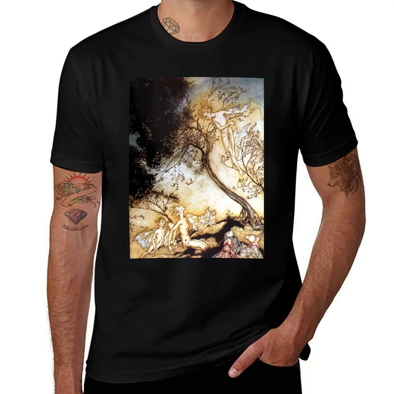 Ariel and Fairies - The Tempest - Arthur Rackham T-Shirt Plus Size All Match Tee Shirt T-Shirt