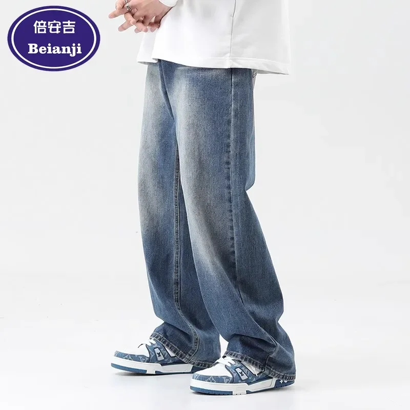 

Beianji Jeans Men Retro oversize sag loose fall hiphop High Street all-match wide-leg pants