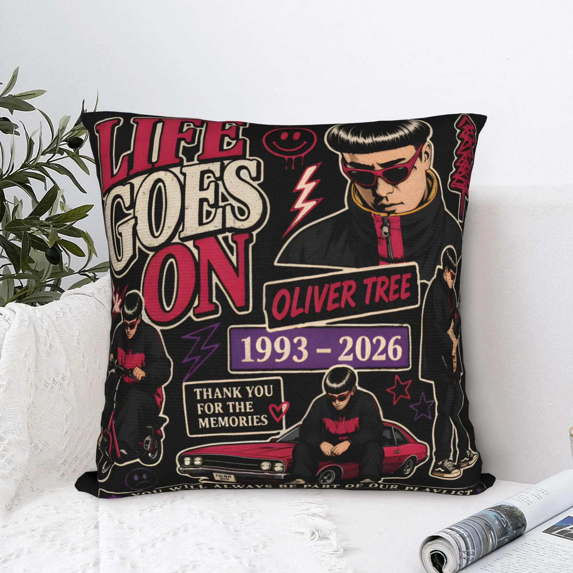 Oliver Tree Memorial Life Goes On Tribute Pillowcases  Fashion Pillow Case For Living Room Chair Design Pillow Cover
