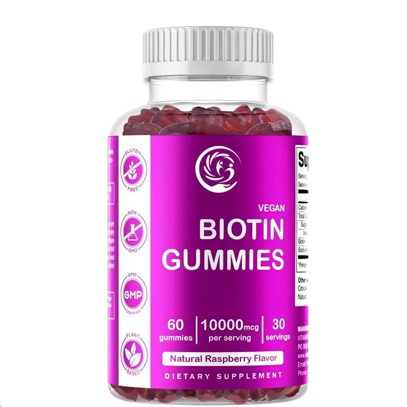 10000 micrograms of vitamin biotin gummies for hair, skin, and nails -60 vegetarian gummies - also known as vitamin B7