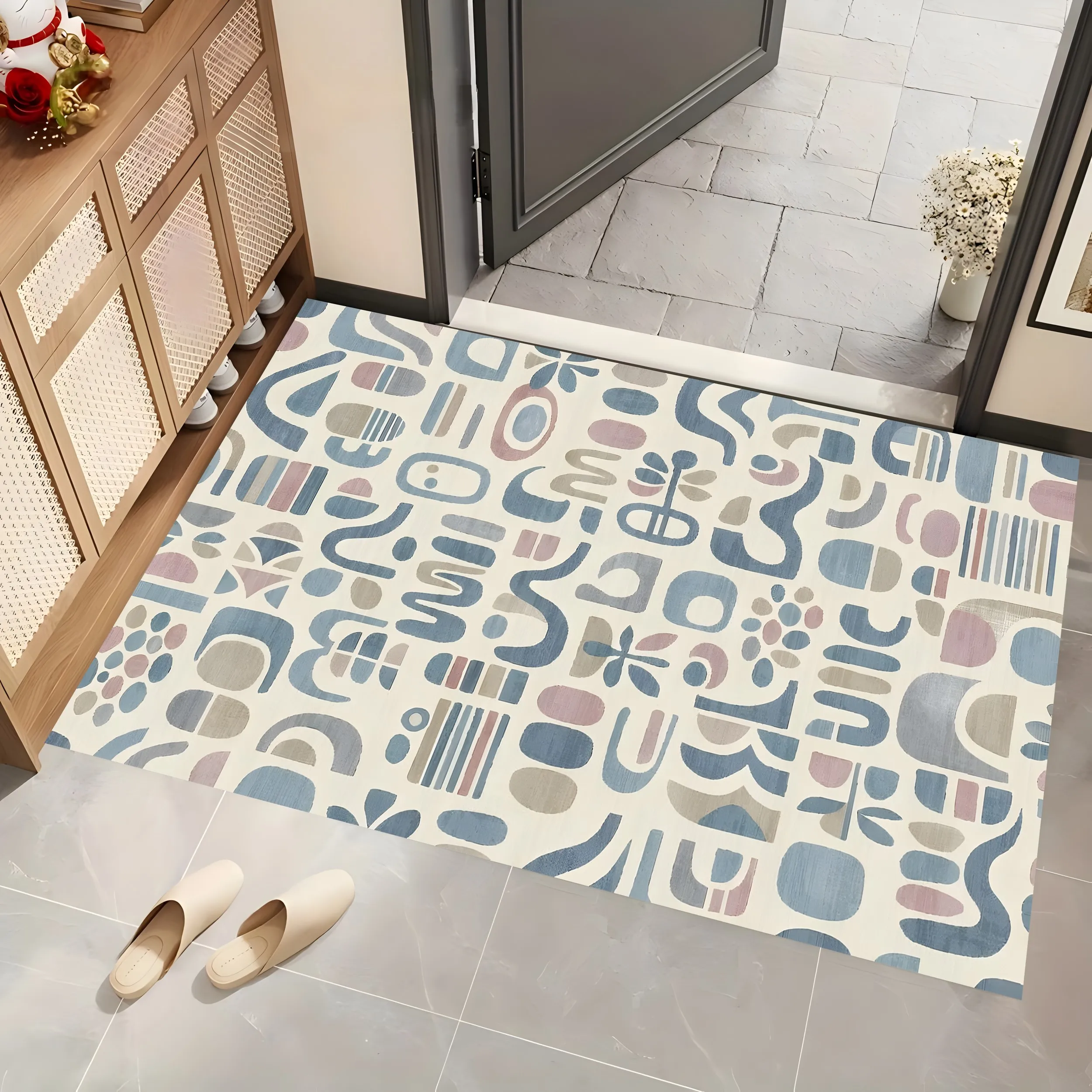 2D Large Rug Morandi Abstract Geometric Pattern Nordic Art Style Living Room Bedroom Leisure Area Carpet