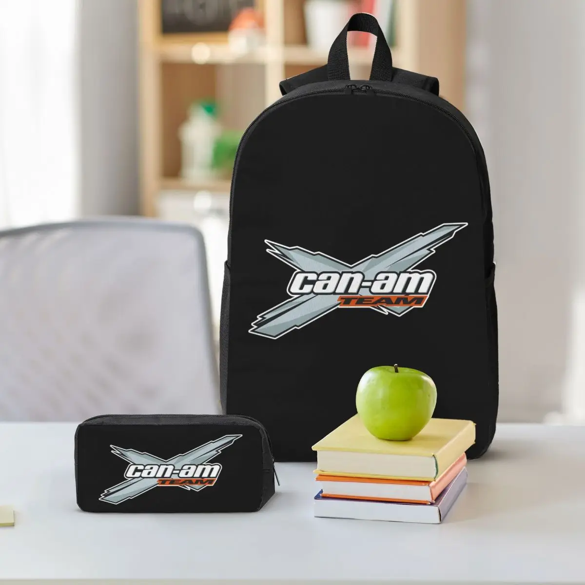 Can I Am Team Off-Road Or On-Road BRP ATV Backpack Student BookBag School Bag Shoulder Bags 3ps Insulated Lunch Bag Pencil Case