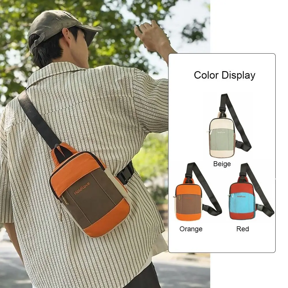 Casual Square Men Chest Bag Zipper Korean Style Sports Shoulder Bag Multifunctional Large Capacity Nylon Crossbody Bag Travel