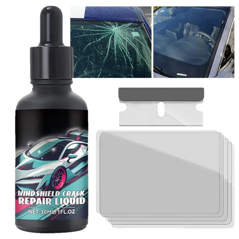 

Auto Cracked Glass Repair Kit 30ml Quick Fix Windscreen Scratch Restore Fluid Glass Impact Scratch Resin Repair Agent For Glass