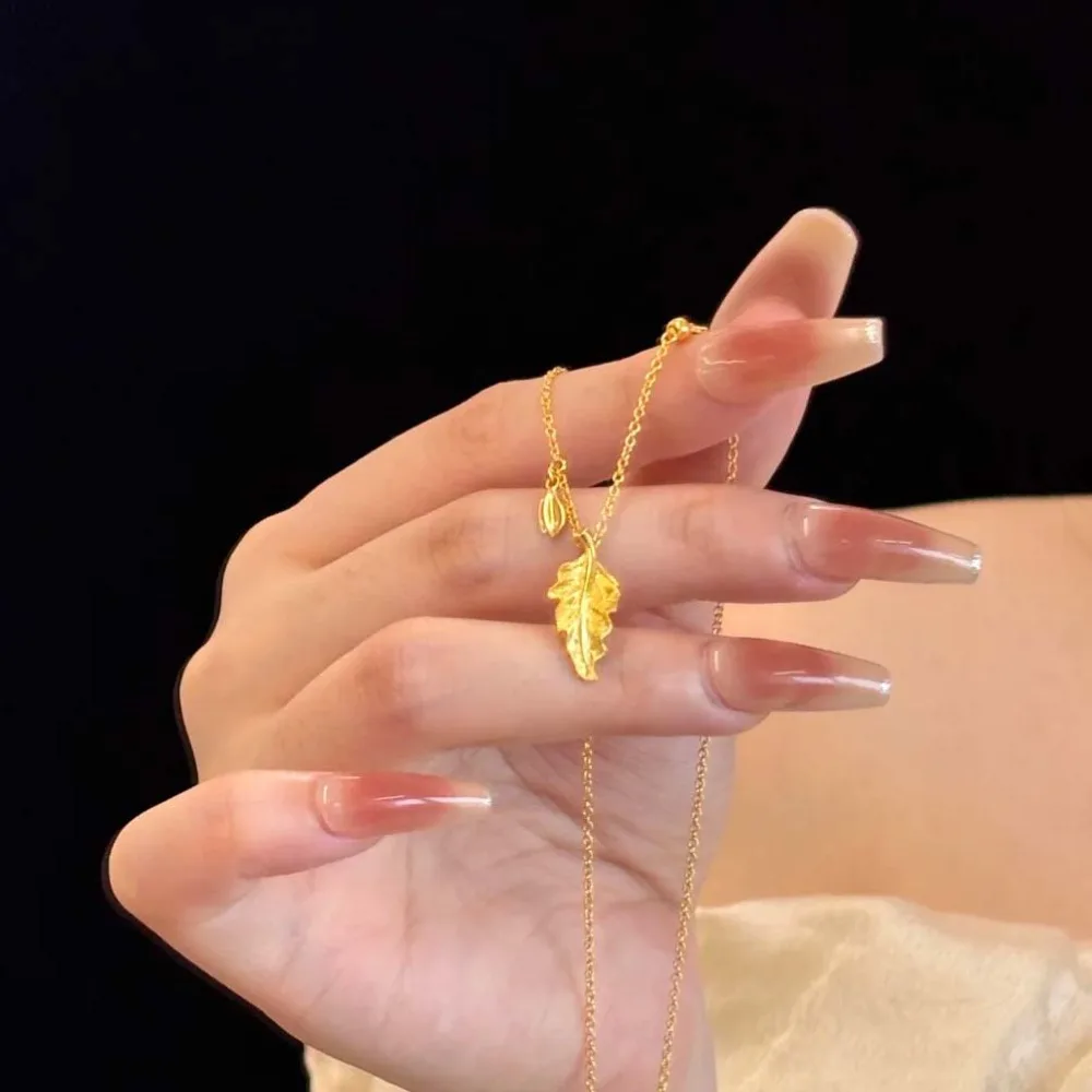New Chinese style light luxury country tide all build collarbone chain 9999gold