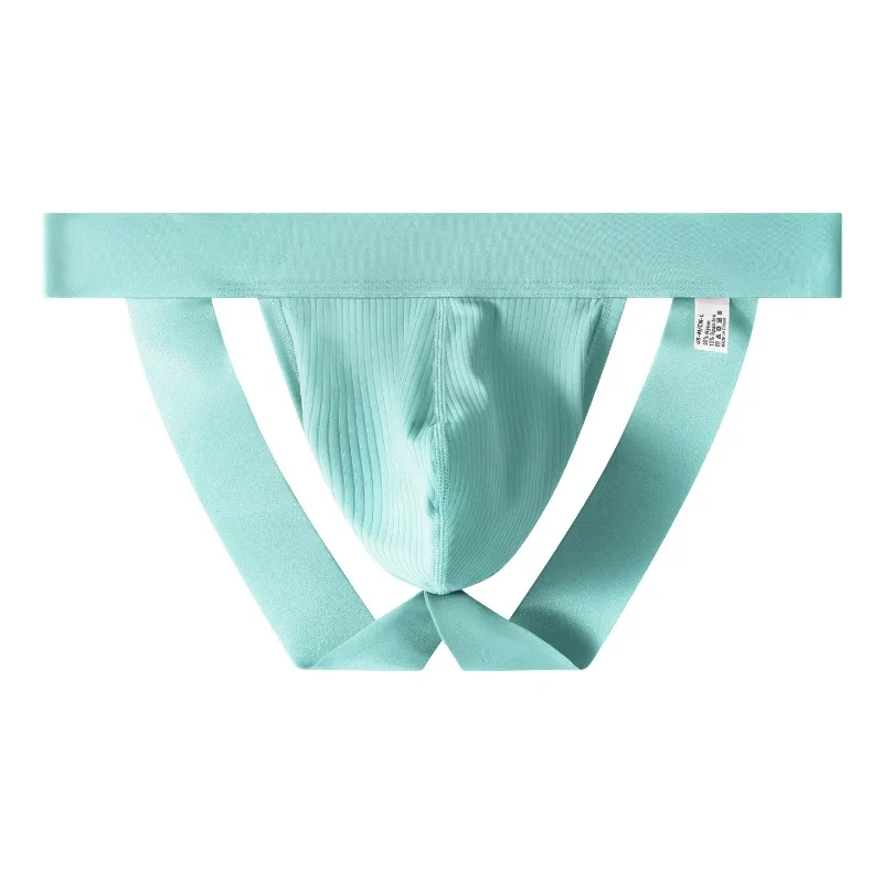 

Cross-border men's double thong ice silk thong men's couple thong T-pants hip-exposed and convex big bag NK42