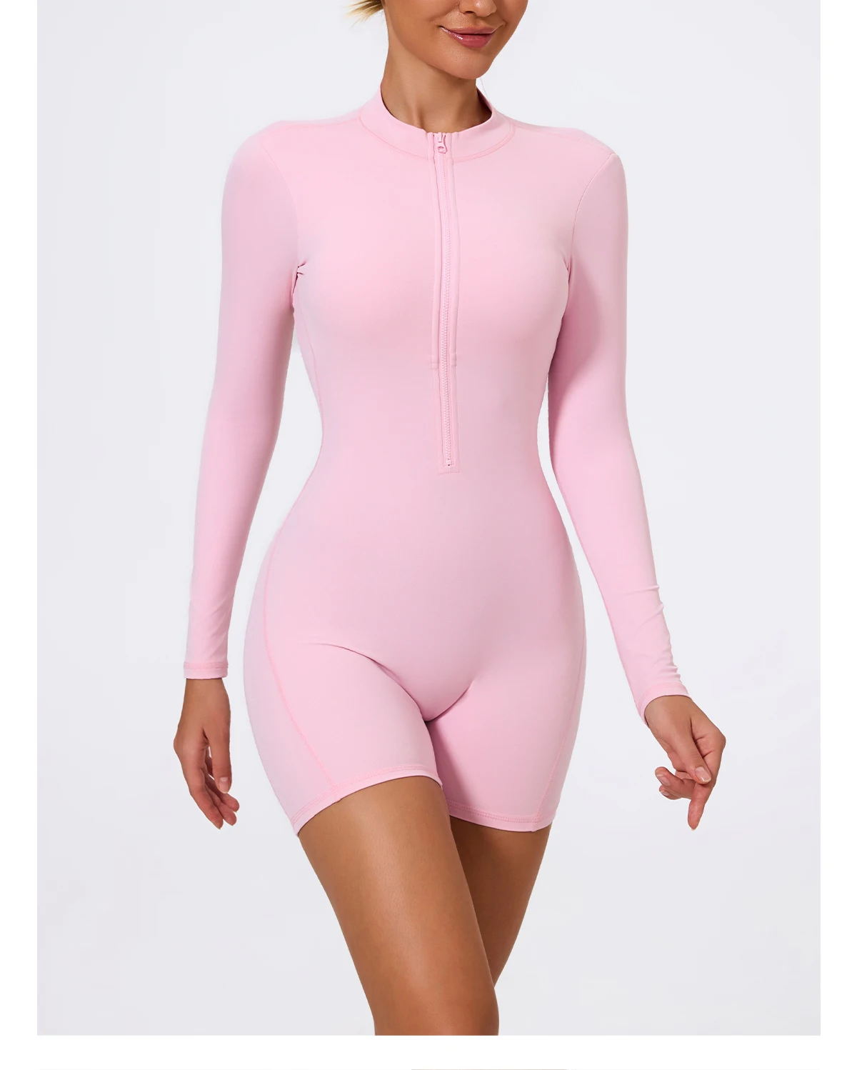 Ctenkevet Sommer Halb-Reißverschluss Frauen Gym Overall Weibliche Im Freien Atmungsaktive V Zurück Active Gesäß Lift Sport Outfit Für Frau – Detail 13