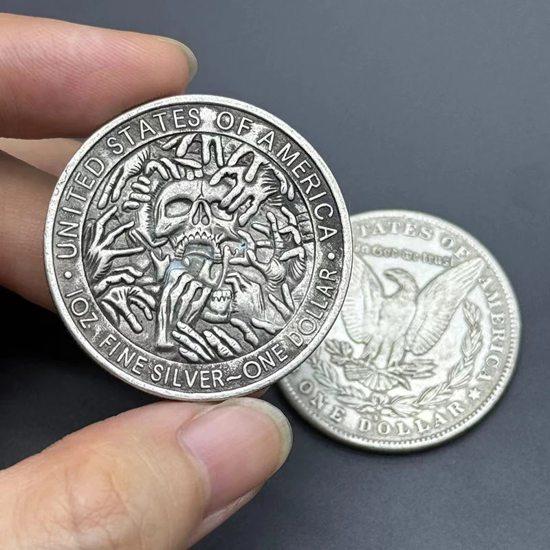 1 قطعة الولايات المتحدة واندرر الهيكل العظمي المتشرد عملة نحاسية شيطان الغريبة الأخطبوط الأنابيب جمع ميدالية الفن النسر طبق الاصل 1 دولار ديكور المنزل هدية