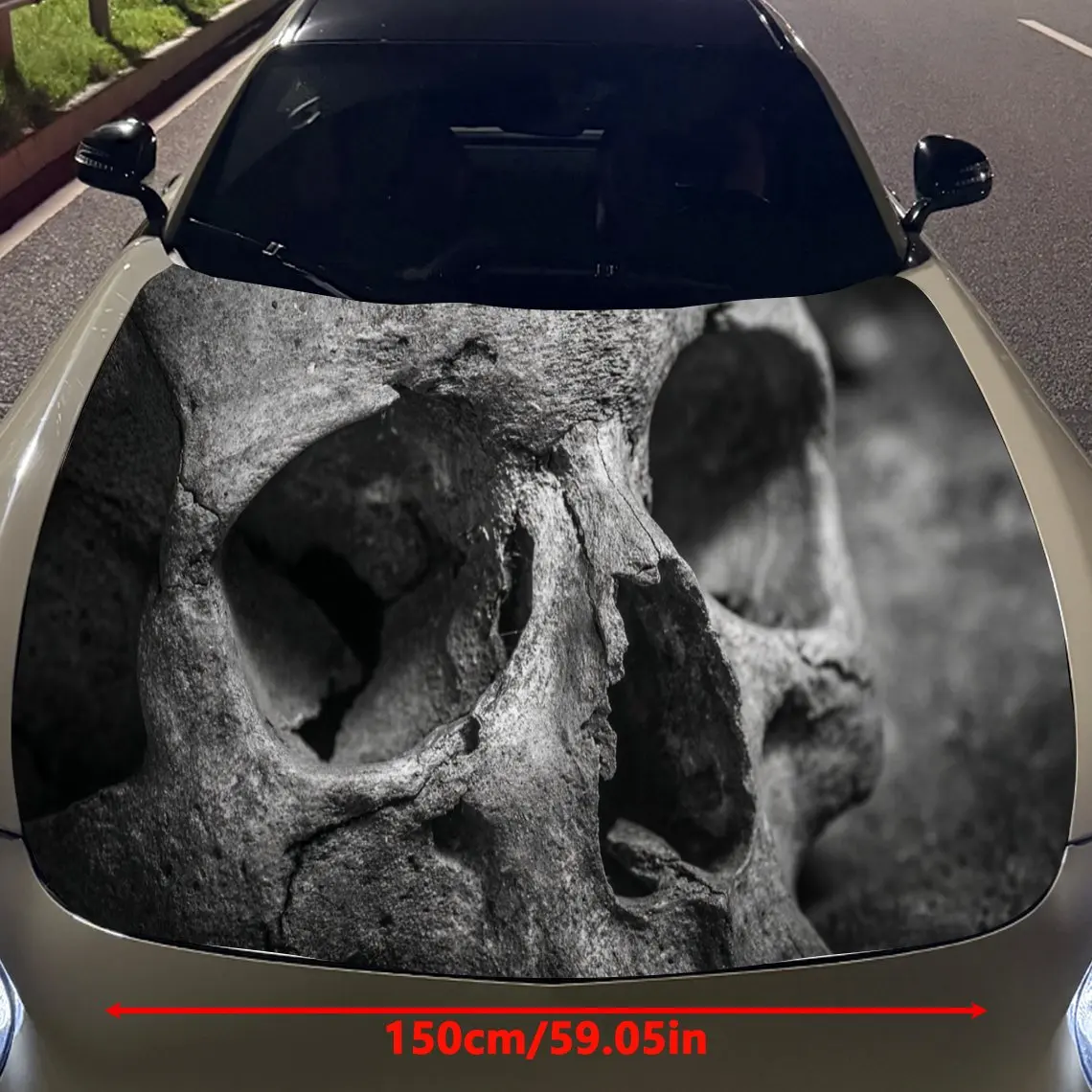 Car Decals A Skull Design Delivering Dark Mystery And Textural Depth In A Monochrome, Bold Composition Car Hood Sticker, Waterpr