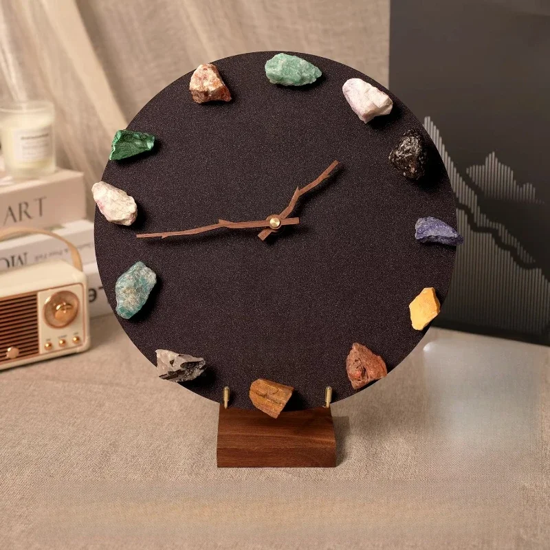 natural handmade DIY ore clock, high-end clocks and watches, ornaments, pendants, living room exhibition hall decoratio
