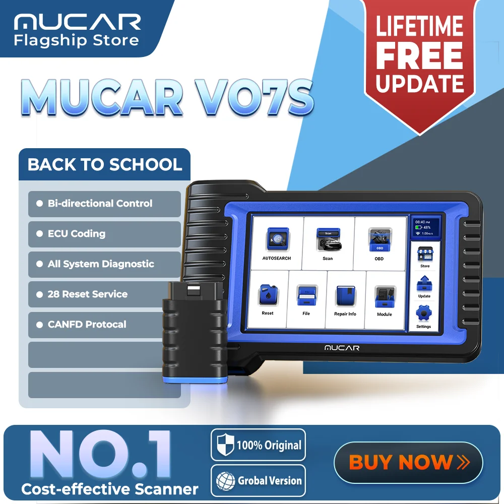 MUCAR VO7S VO7 Professionelle Autodiagnosetools CANFD Obd2-Scanner Autodiagnosetool ECU-Codierung Bidirektional 28 Resets kostenlos