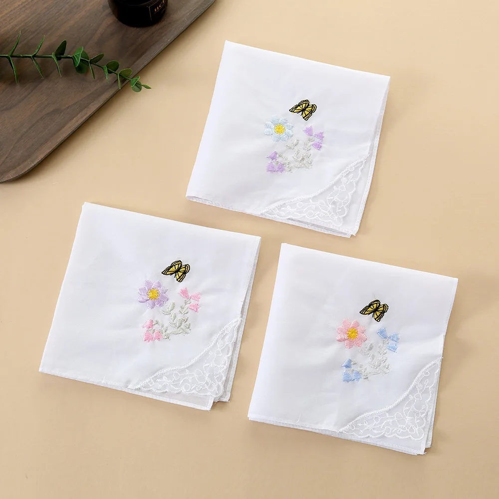 6Pcs Soft Pure Combed Cotton Handkerchiefs, Elegant