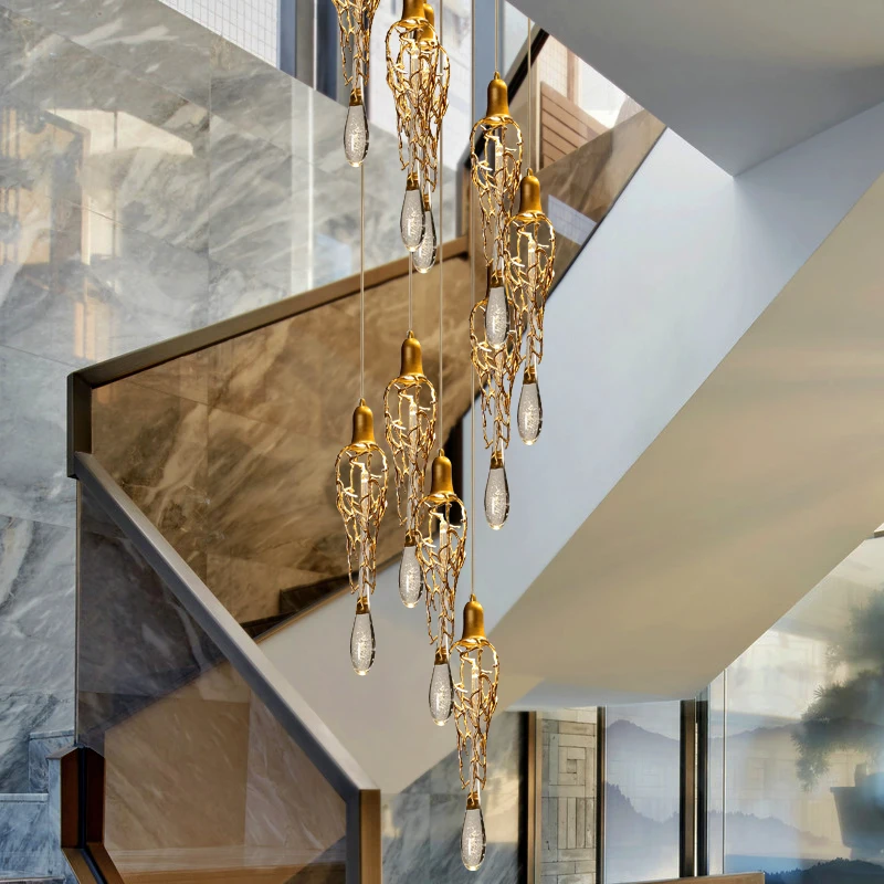 

Modern Bronze Crystal Pendant Lamp - Durable Copper Chandelier for Mansion - Ceiling Light Fixture with Luster