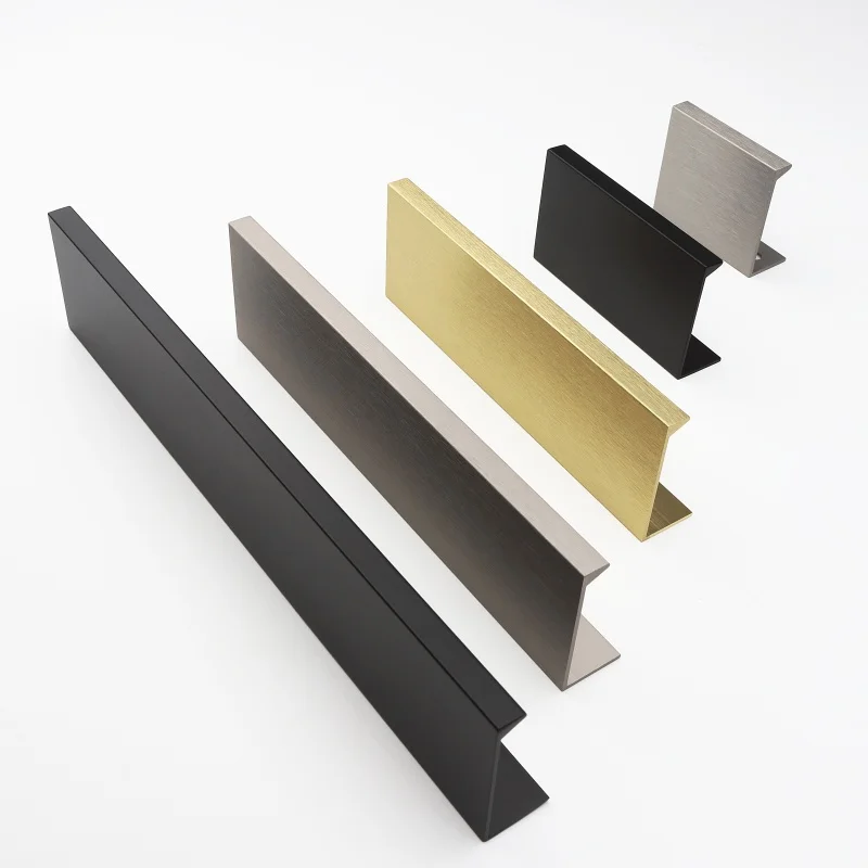 Modern L-Shaped Aluminum Cabinet Handle Hidden Edge Pull Furniture Handles for Drawer Wardrobe Kitchen Bedroom Decor