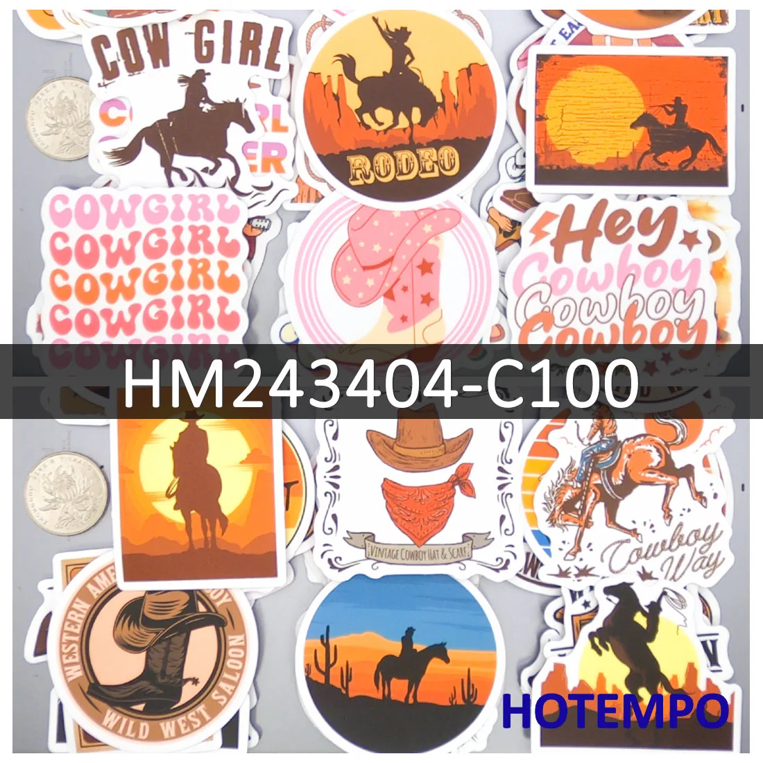 USA Western Stickers, Cowgirls Cowboys, Retro Rodeo Show, Wild West Style, for DIY Creative Decoration, Funny Sticker, 50/100PCS