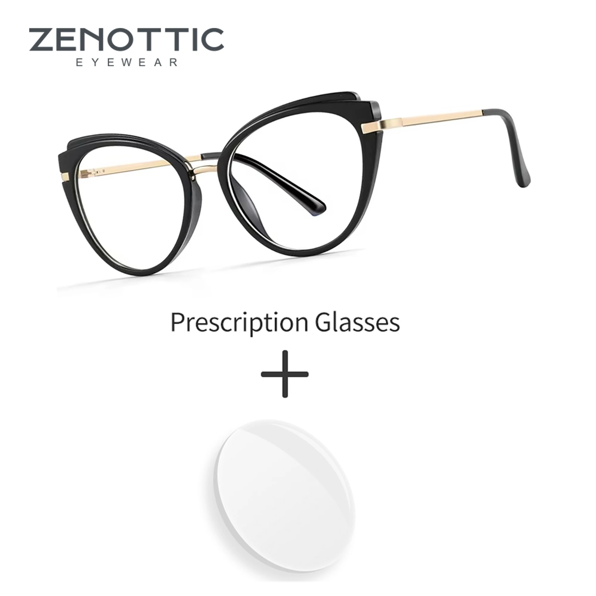 

ZENOTTIC Fashion Acetate Cat Eye Prescription Glasses Women Myopia/Progressive Optical Eyeglasses for Anti Blue Ray Photochromic