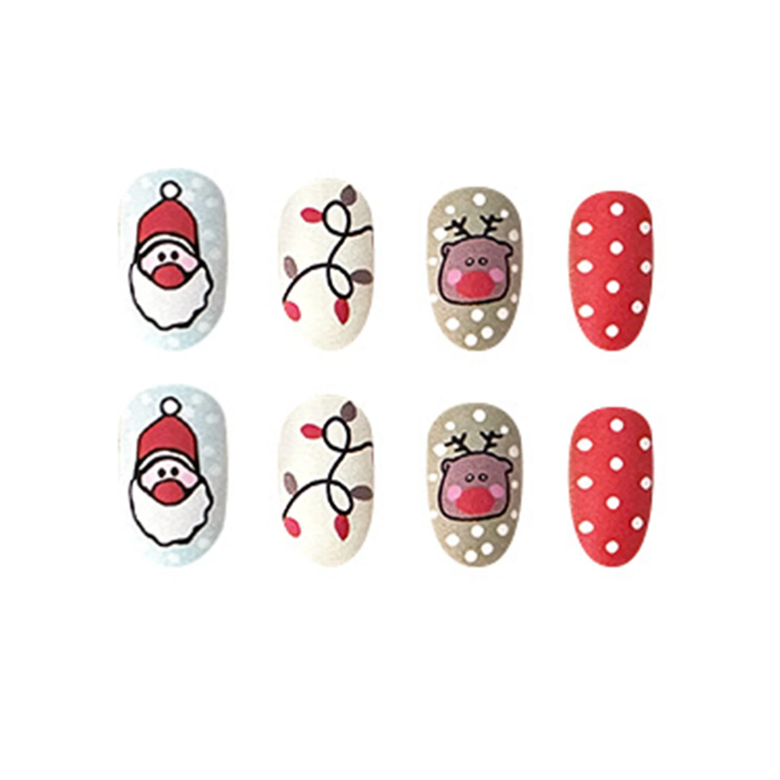 Christmas Frosted Fake Nails Polish-Free Fake Nails for Women for Creating Christmas Atmosphere