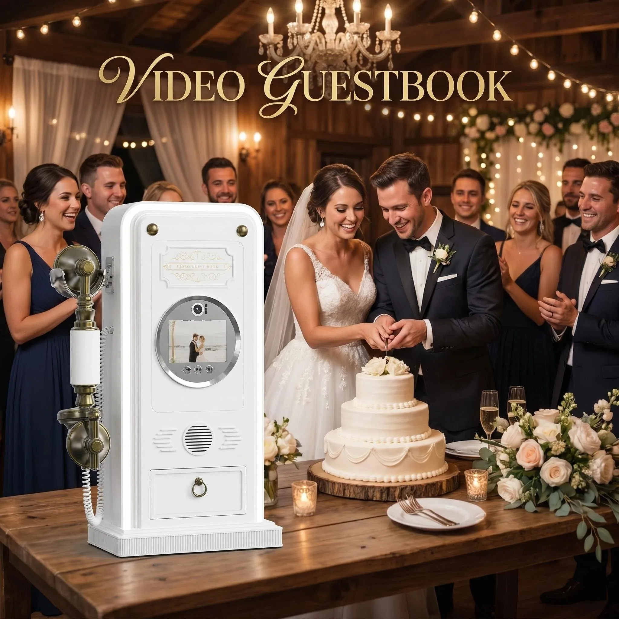 New FeiyaCom Retro Video Guestbook, 32GB Memory, 1080P Resolution, Wedding Party, Birthday Wishes Message Book, USB Connection