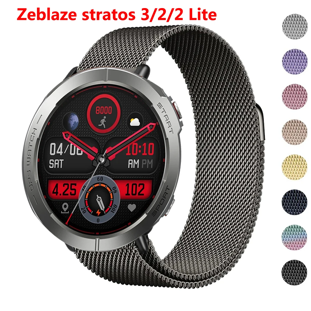 

22mm Loop for Zeblaze Stratos 3 2 Lite Strap Magnetic Stainless Steel Metal Wrist Bracelet for Zeblaze Stratos2 Band Accessories