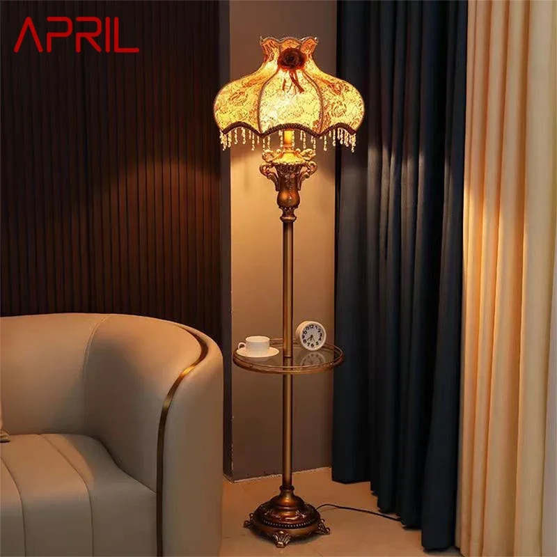 

APRIL European Floor lamp Luxurious Living Room Bedroom Study Villa Hotels LED Retro Creativity Floor lamp Next To Sofa