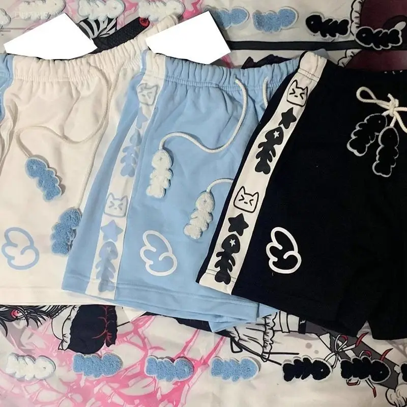 Japanese Sweet All Match Commuter Shorts Harajuku Y2k Aesthetic Constrast Color Cute Print Casual Pant Summer Punk Girl Shorts