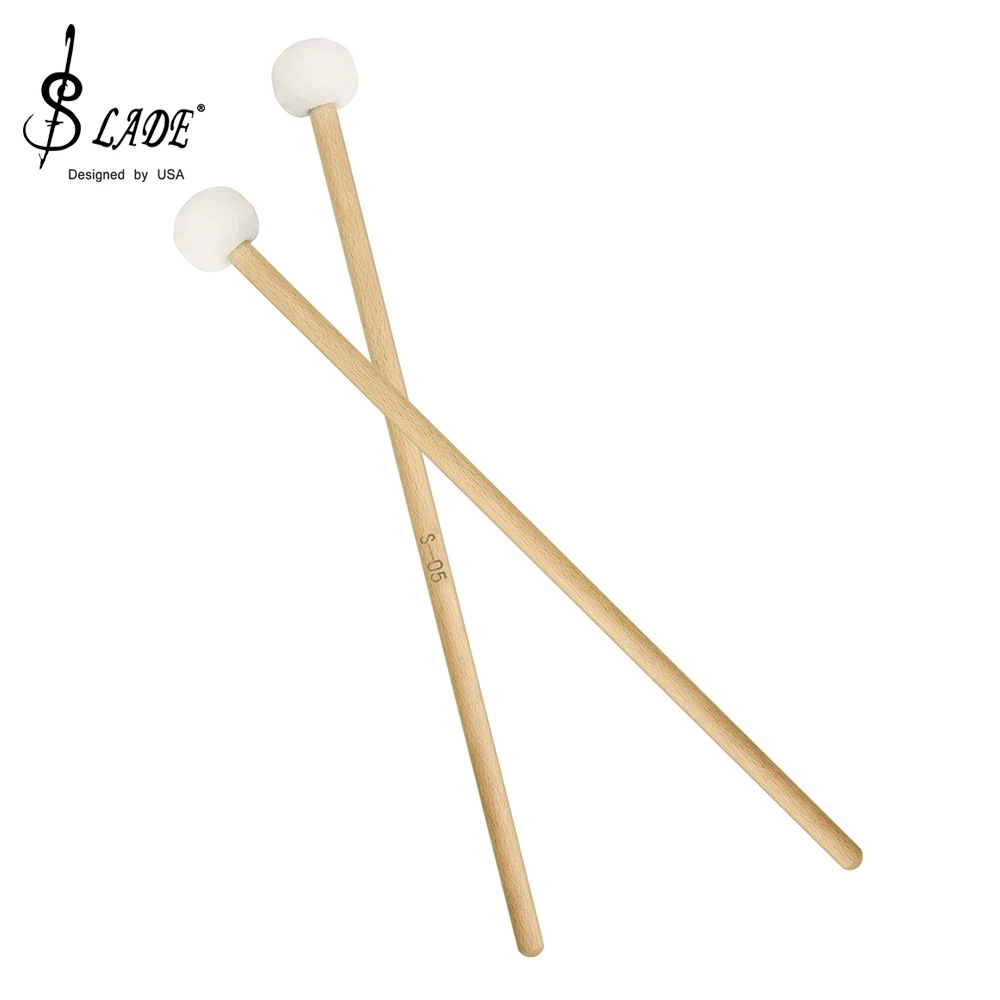 1Pair Felt Drum Mallets Drumsticks Solid Wood Handle Drum Sticks Timpani Snare Drum Percussion Instrument Parts & Accessories