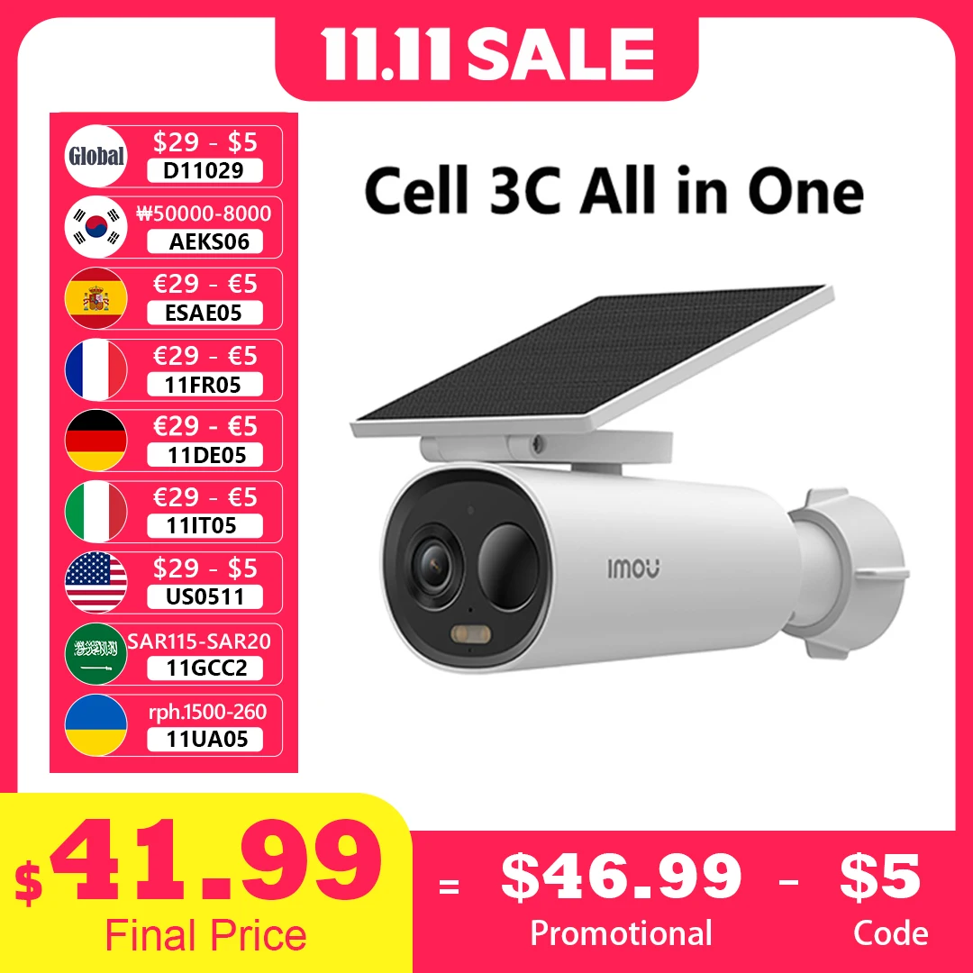 IMOU Cell 3C All In One New WiFi Camera Built-in Solar Panel 5000mAh Large Battery Full-color Wireless IP66 Home Security Camera