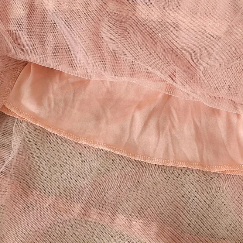 Imagem -06 - Saia de Tutu em Camadas Maxi Feminina Rosa Cintura Alta Malha Longa Linha a Lantejoulas na Moda Doce Novo Coreano P479