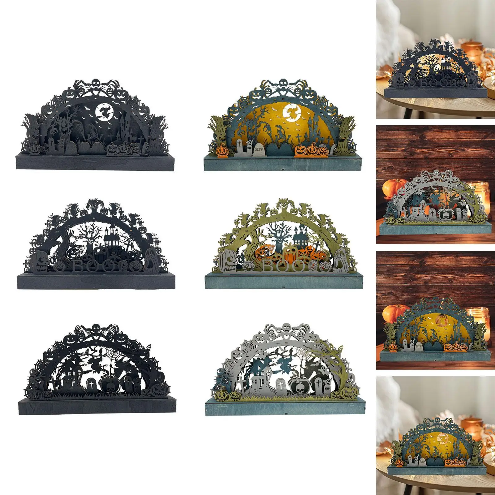 Halloween Tabletop Decoration Wooden Craft for Dinner Party Halloween Themed