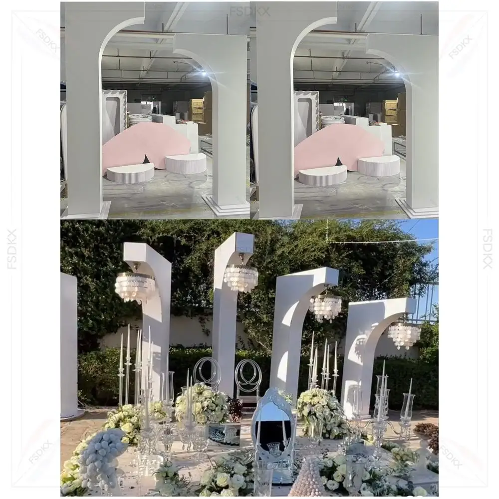 

FSDKX White PVC Backdrop Stand Can be Decor Chandelier Church Background for Wedding Event Decoration