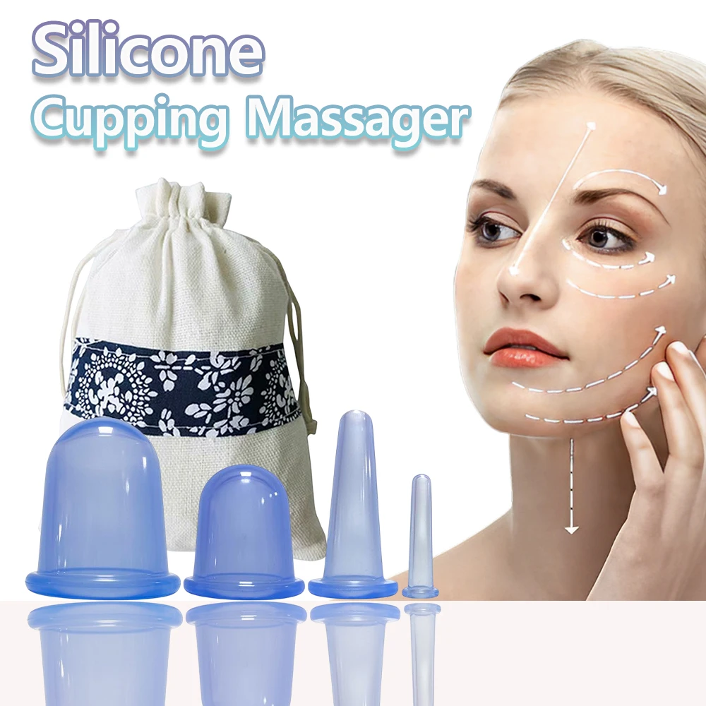 Silicone Face Massager Vacuum Cupping Jar Wrinkle Removal Cans Facial Skin Lifting Rejuvenating Anti-Cellulite Facial Tools