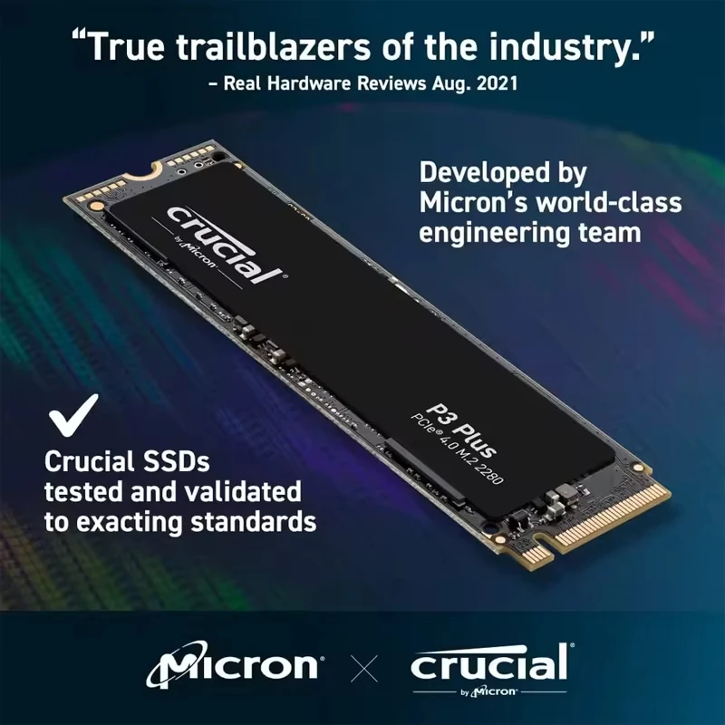 크루셜 P3 PLUS 500GB 1TB 2TB PCIe4.0x4 NVMe M.2 2280 SSD, 최대 5000MB/s 솔리드 스테이트 드라이브 (OEM 패키지)