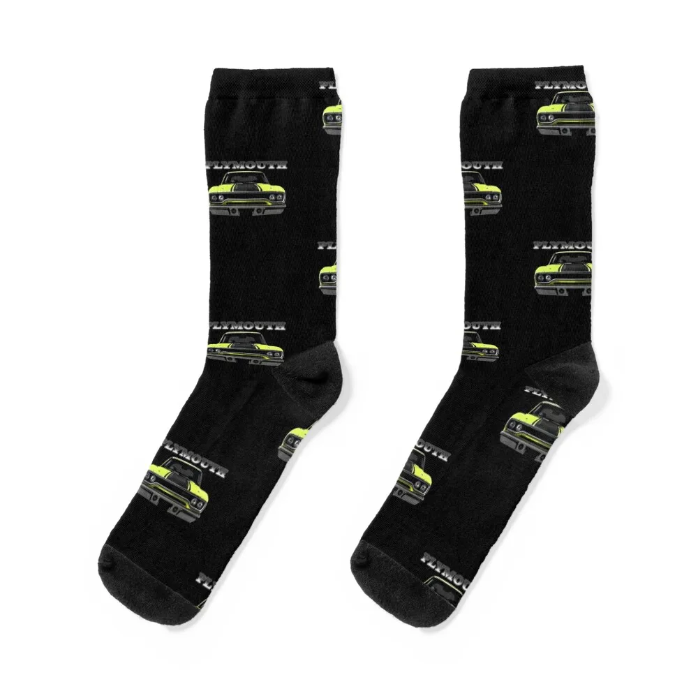 

1970 Plymouth Road Runner Front Yellow Socks fashionable funny gift sports stockings christmass gift Male Socks Women's