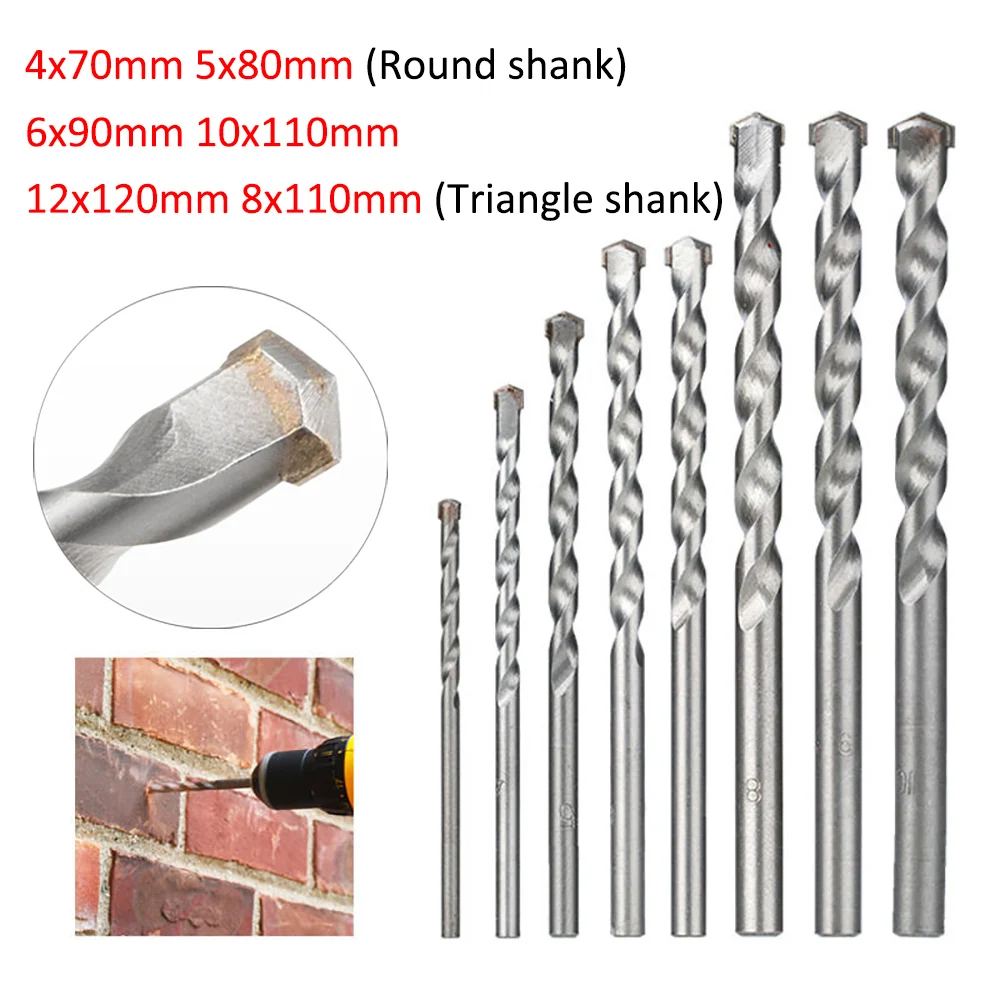 

4/5/6/8/10/12 мм сверло для стен, каменная кладка, треугольный хвостовик, твердосплавный наконечник, пистолет, сверло для кирпича, бетона, мрамора, плитки, камня, сверления
