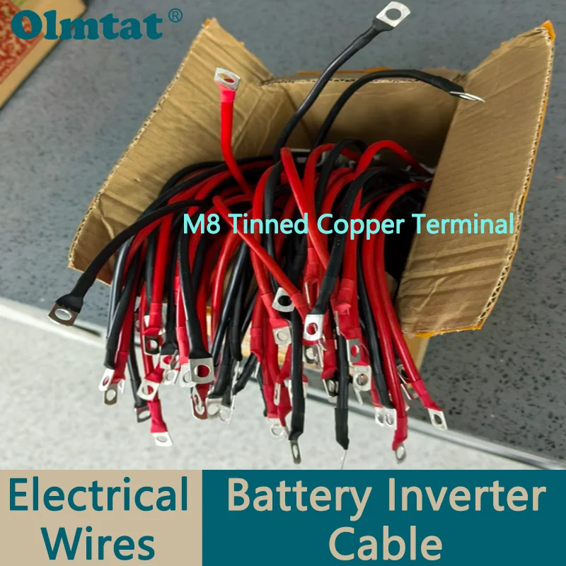 Soft Car Battery Connection Line AWG 8 6 4 RV Pure Copper Wire with M8 Lug Length 20~100cm RV Pure Copper Solar Panel Inverter