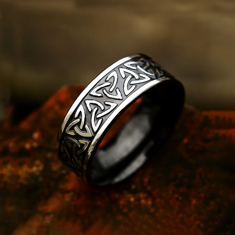 Fashion Vintage Viking Celtic Knot Ring Men's and Women's Stainless Steel Simple Ring Party Personalized Jewelry Gifts Wholesale