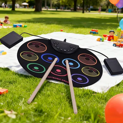 Electronic Drum Set with USB Cable Flexible Roll-Up Drum Kit Portable Colored Hand Rolled Drum Pad Percussion Instrument