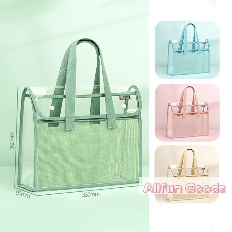 [TG835]Clear PVC Exam Tote Bag Waterproof Reinforced Handles For School Exams Stationery Storage