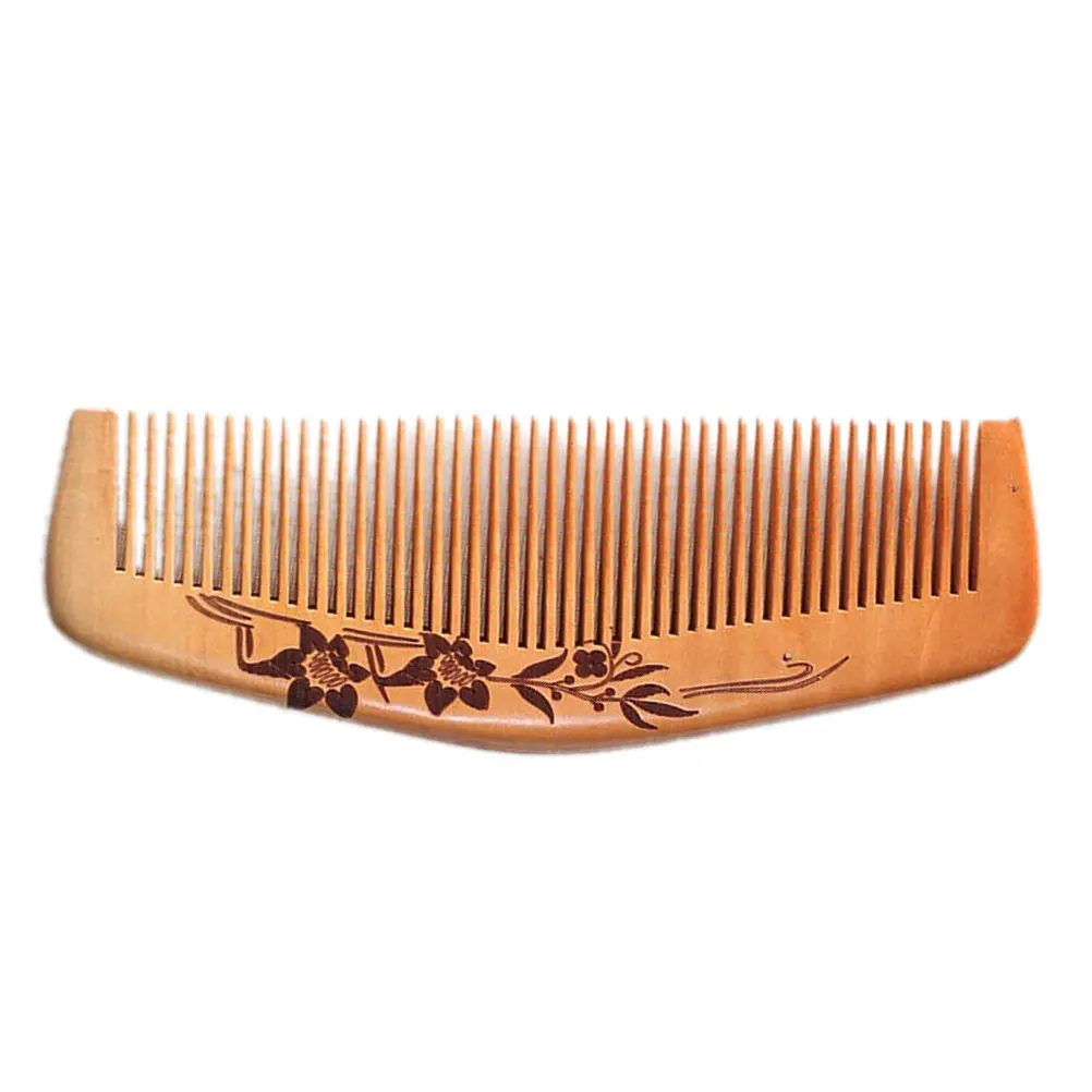 Peach Wood Comb 17-3 Smooth Close Teeth Natural Anti-Static Massage Wooden Hair Comb Fine Teeth Hair Care Scalp Stimulator