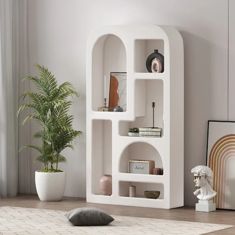 White Display Cabinet Product Display Cabinet Nordic Simple Living Room Arch Cave Storage Curio Cabinet Floor Bookcase