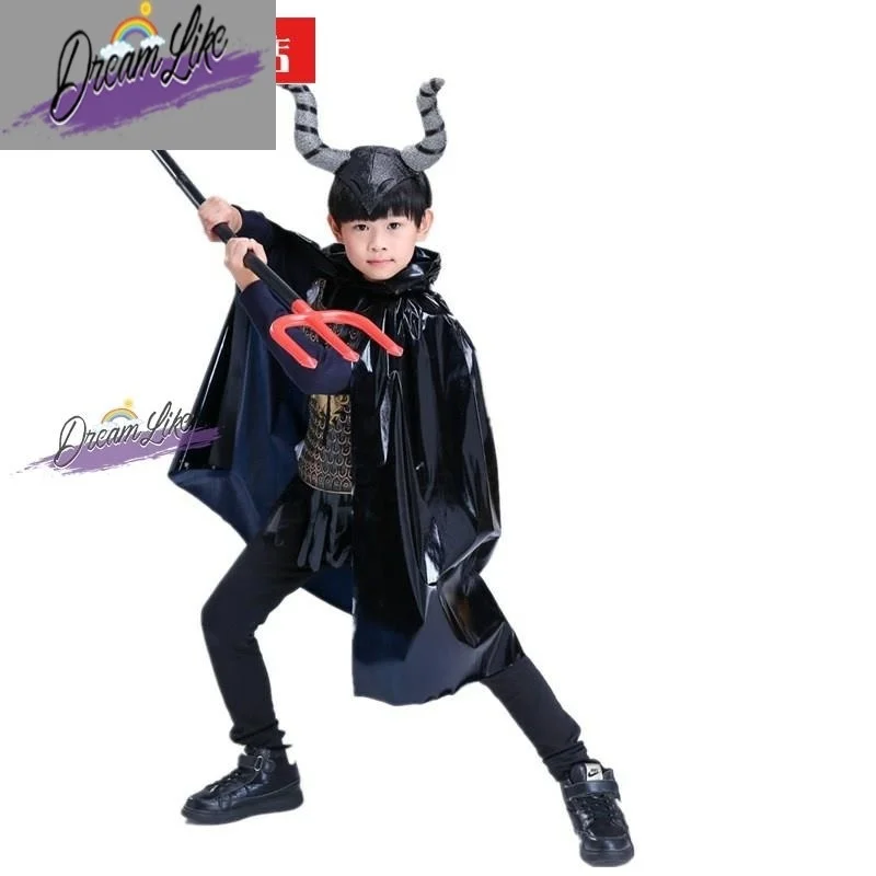 أزياء الهالوين للأطفال دعائم أداء الشيطان Dr-Up كيب هورونز تي شيرت عباءة مجموعة ملابس نسائية للمسرح