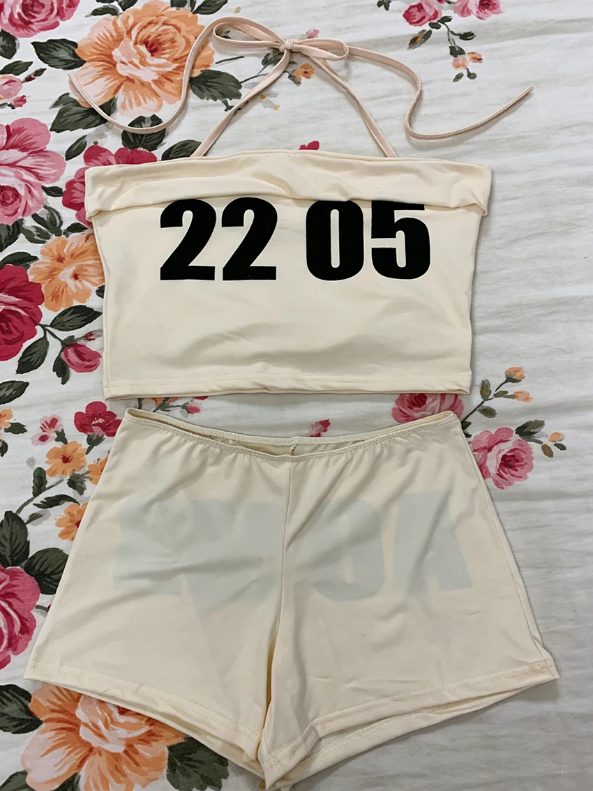 

American Retro Punk Spicy Girl Sexy Beach Style Three Piece Bikini Fashion Aesthetic Classic Letter Print Exposed Navel Slim Set