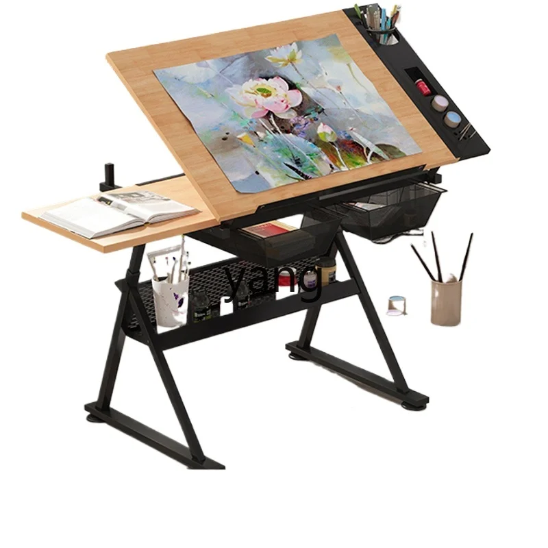 Yjq Solid Wood Adjustable Adjustable Drawing Painting Art Desk Designer Computer Workbench