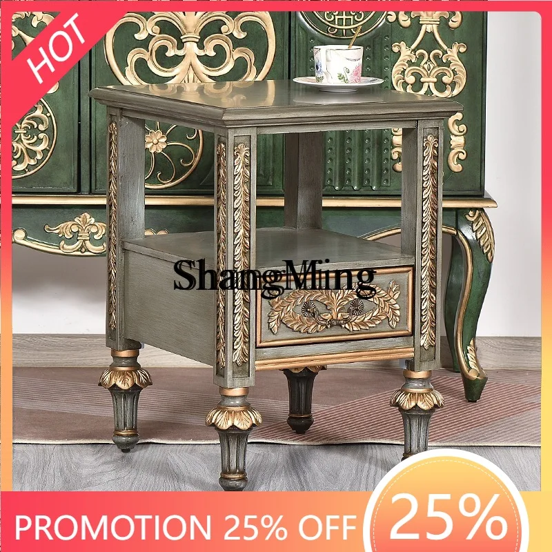SM new rural solid wood old small side few living room sofa corner few side cabinets small apartment storage cabinet
