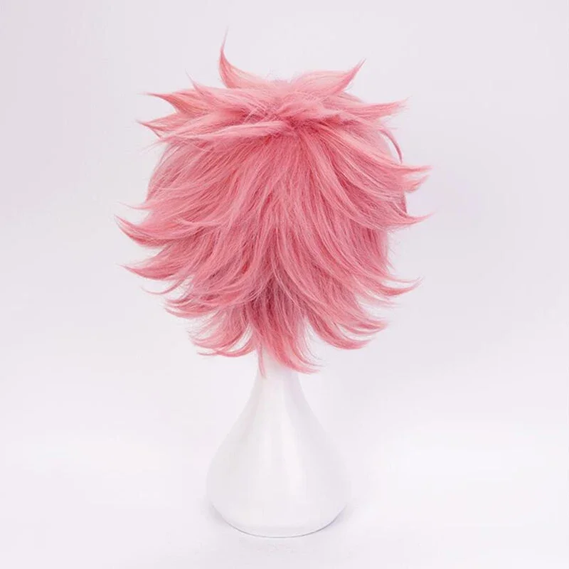 My Hero Academia Cosplay Perucas fantasia para homens e mulheres, cabelo curto sintético, Party Role Play, Mina Ashido, Boku Não